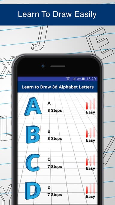 How to Draw 3D Alphabet Letter APK logo