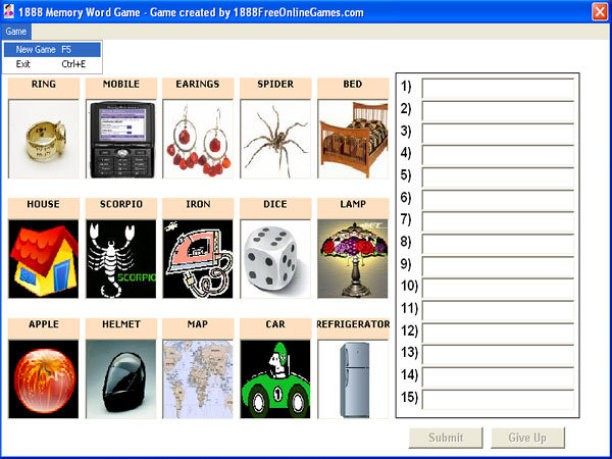 1888 Memory Word Game screenshot 1