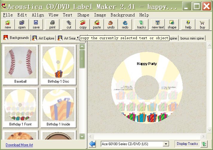 Acoustica CD/DVD Label Maker screenshot 1