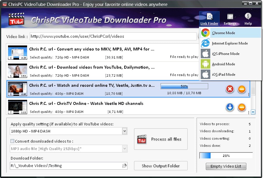 ChrisPC VideoTube İndirici Ücretsiz screenshot 1