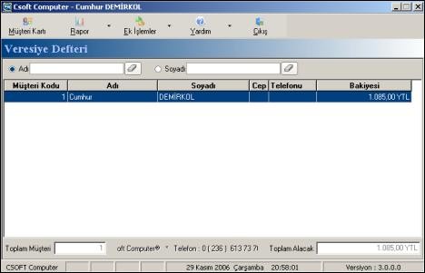 CSoft Veresiye Defteri screenshot 1