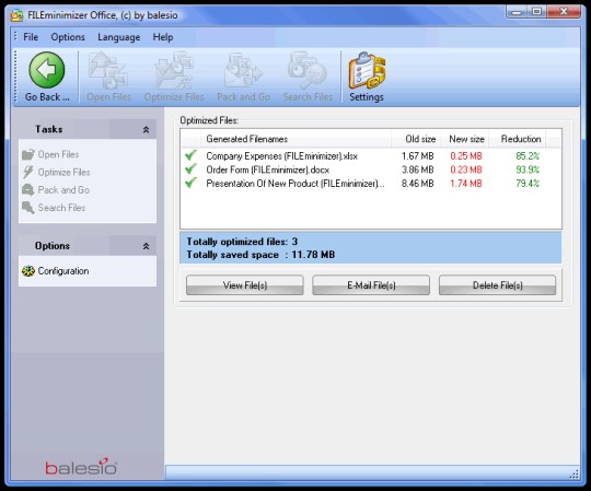FILEminimizer Office screenshot 1