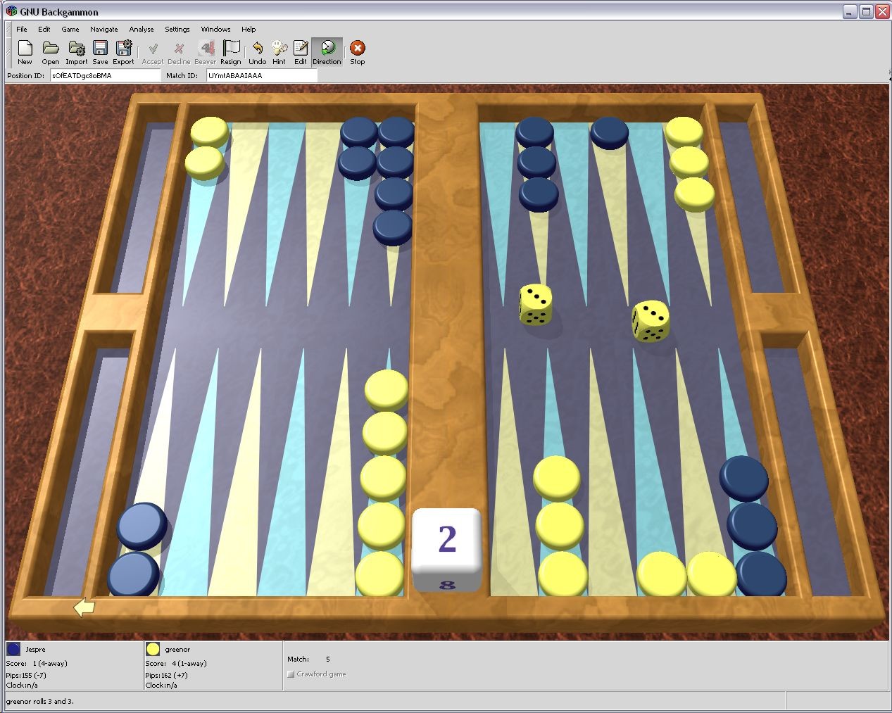 GNU Backgammon screenshot 1