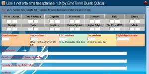 Lise 1 Ortalama Hesaplama 2011 1.0 screenshot 1