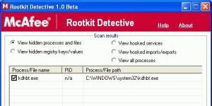 McAfee Rootkit Detective 1.1 screenshot 1