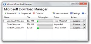 Microsoft Download Manager 1.2.1 screenshot 1