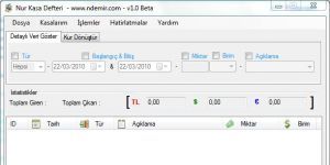 Nur Kasa Defteri - Kasa Takip Programı 1.0 BETA screenshot 1