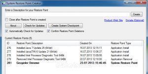 Restore Point Creator... Ücretsiz İngilizce 700 KB screenshot 1