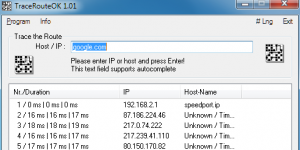 TraceRouteOK 1.16 Ücretsiz İngilizce 33 KB screenshot 1
