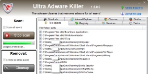 Ultra Adware Killer 4.3.0.0 Ücretsiz İngilizce 762 KB screenshot 1