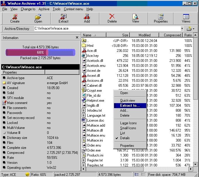 WinAce screenshot 1