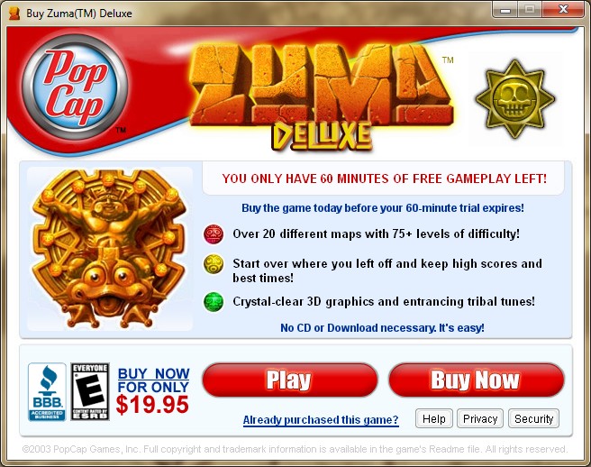 Zuma Deluxe screenshot 1