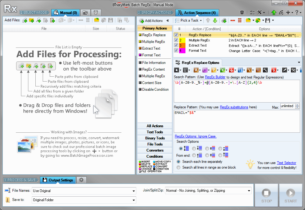 Batch RegEx Free Edition screenshot 1