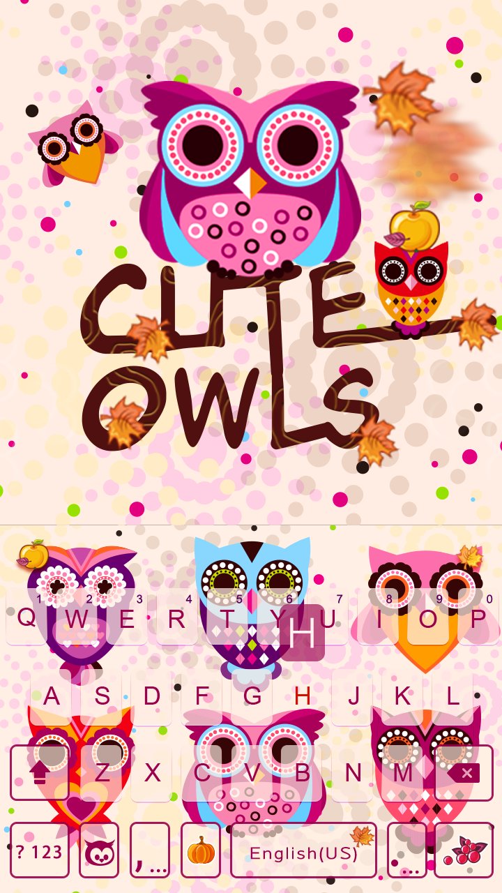 Cute Owls Emoji Keyboard Theme APK screenshot 1