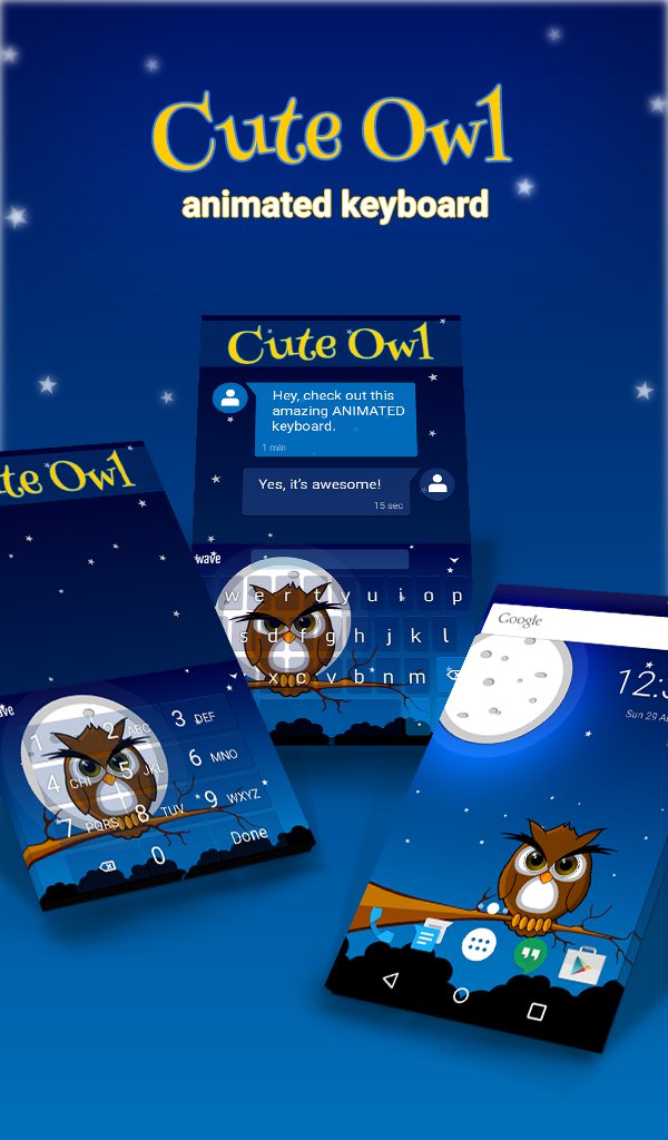 Cute Owl Animated Keyboard APK screenshot 1