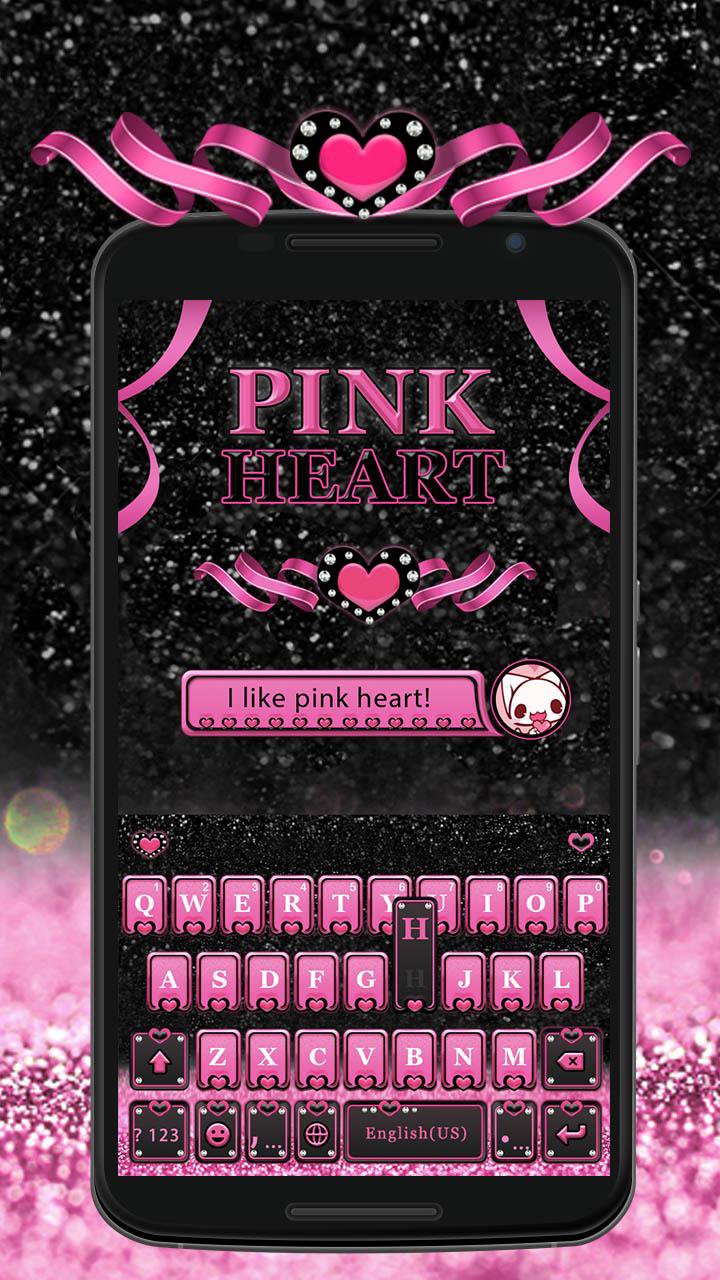 Pink Heart Kika Keyboard Theme APK screenshot 1