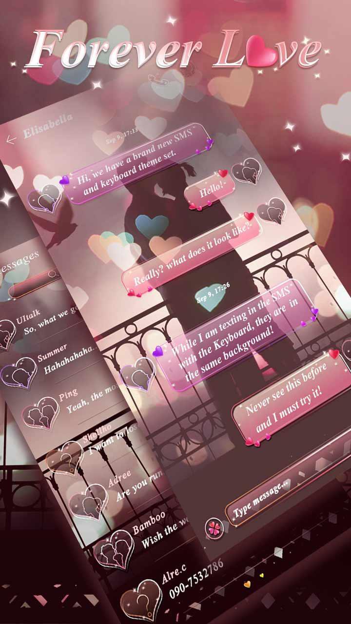 GO SMS PRO FOREVER LOVE THEME APK screenshot 1