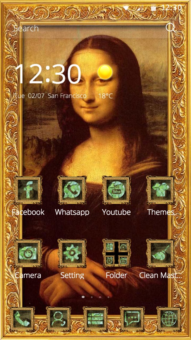 mona lisa theme painting smile APK screenshot 1