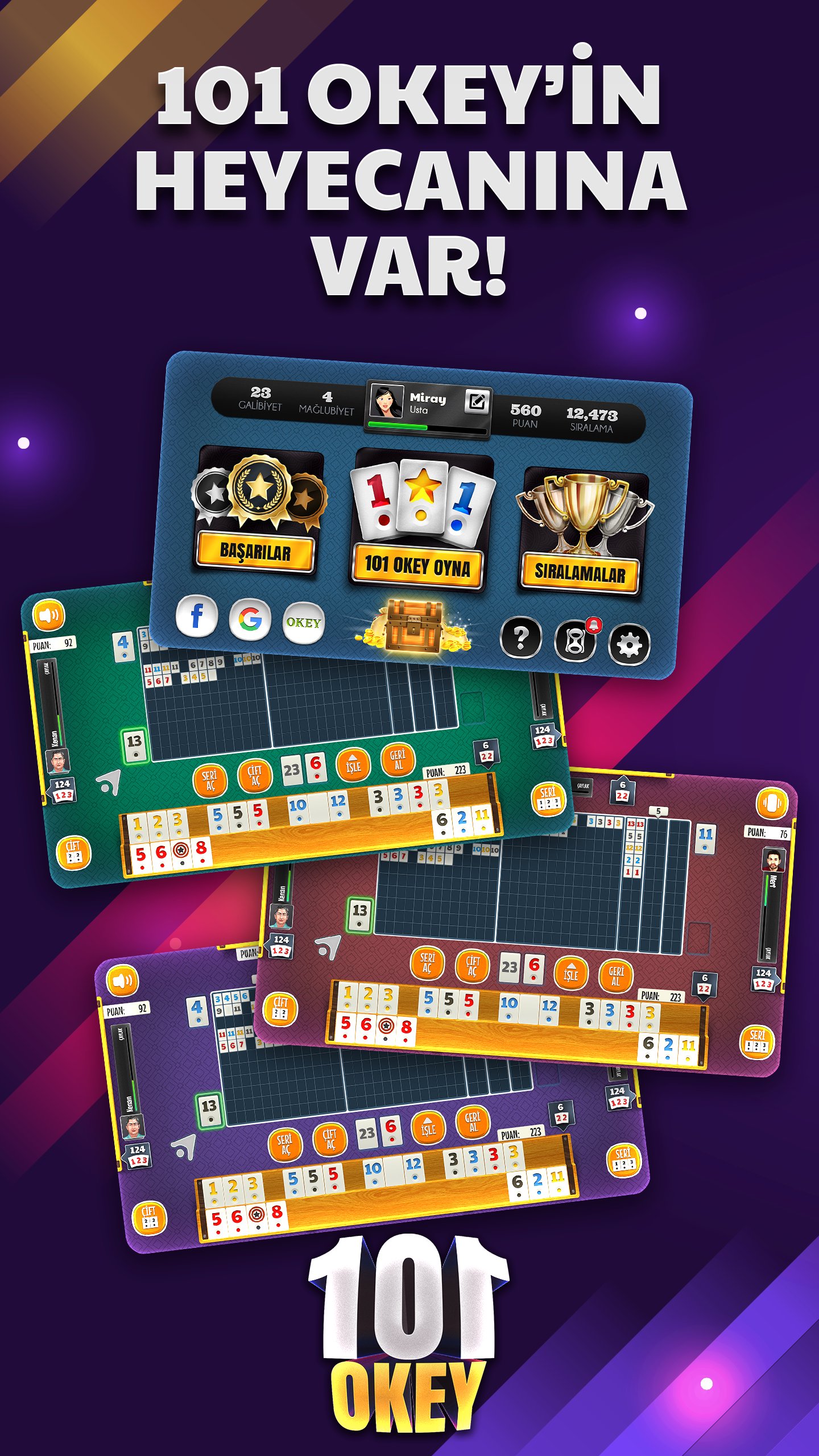 101 Okey - İnternetsiz APK screenshot 1