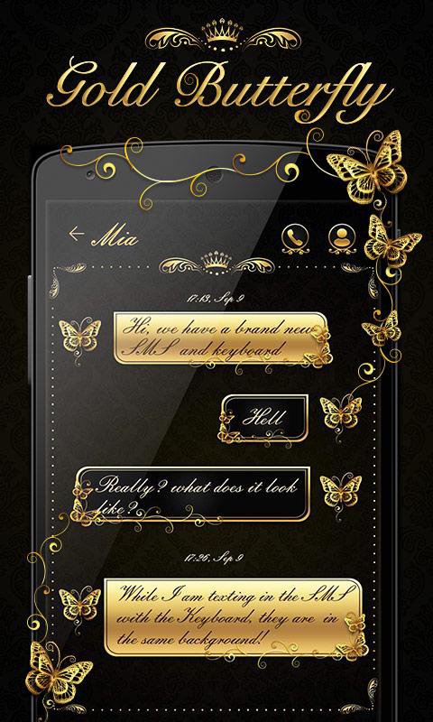GO SMS GOLD BUTTERFLY THEME APK screenshot 1