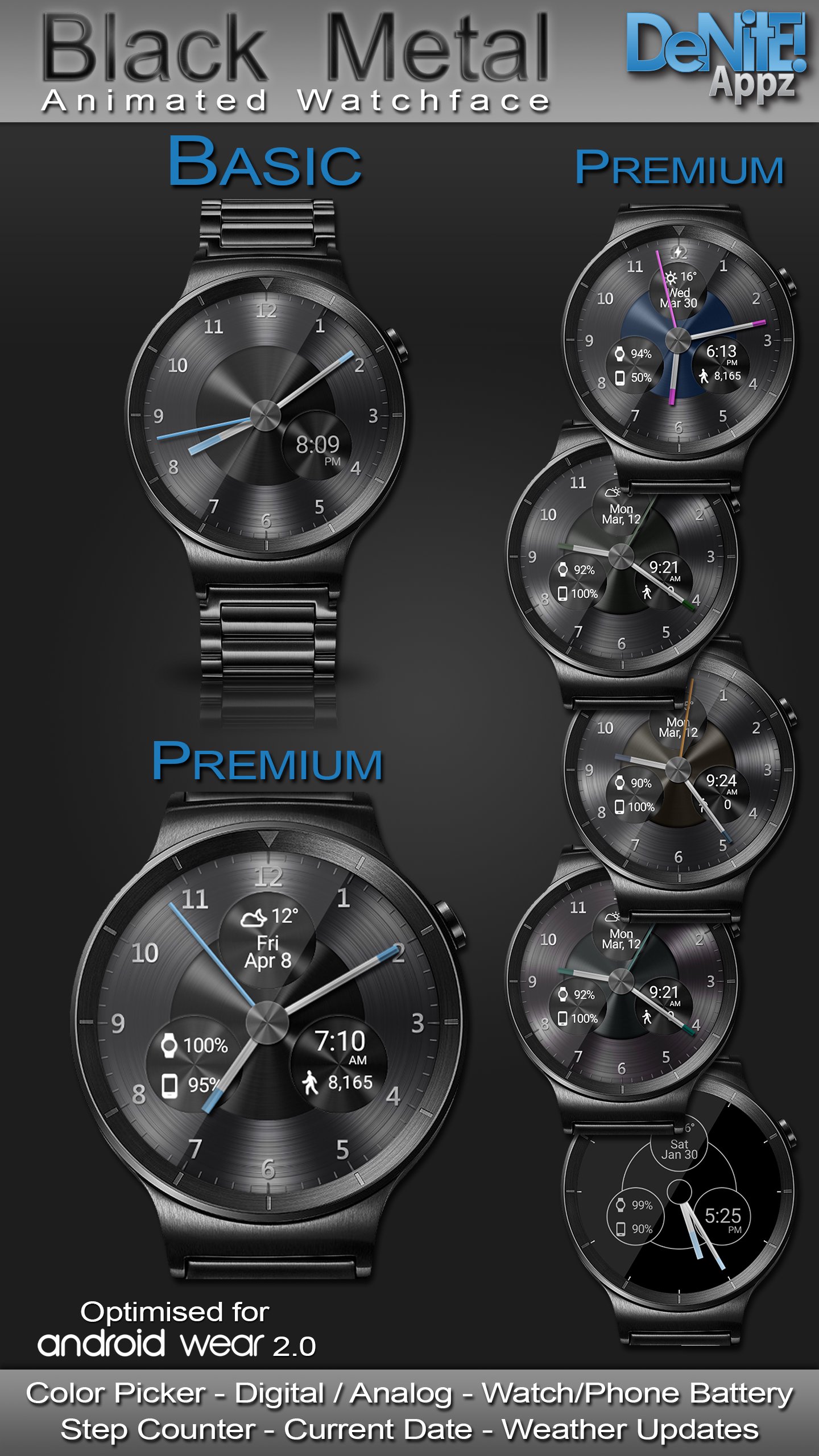 Black Metal HD Watch Face APK screenshot 1