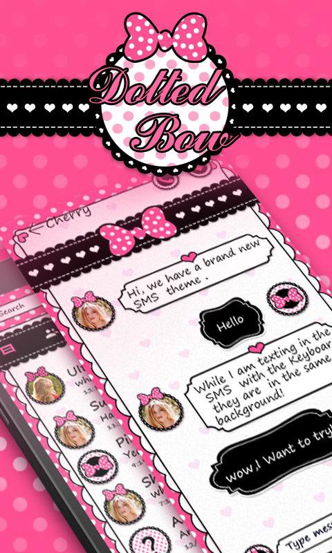 GO SMS PRO DOTTED BOW THEME APK screenshot 1