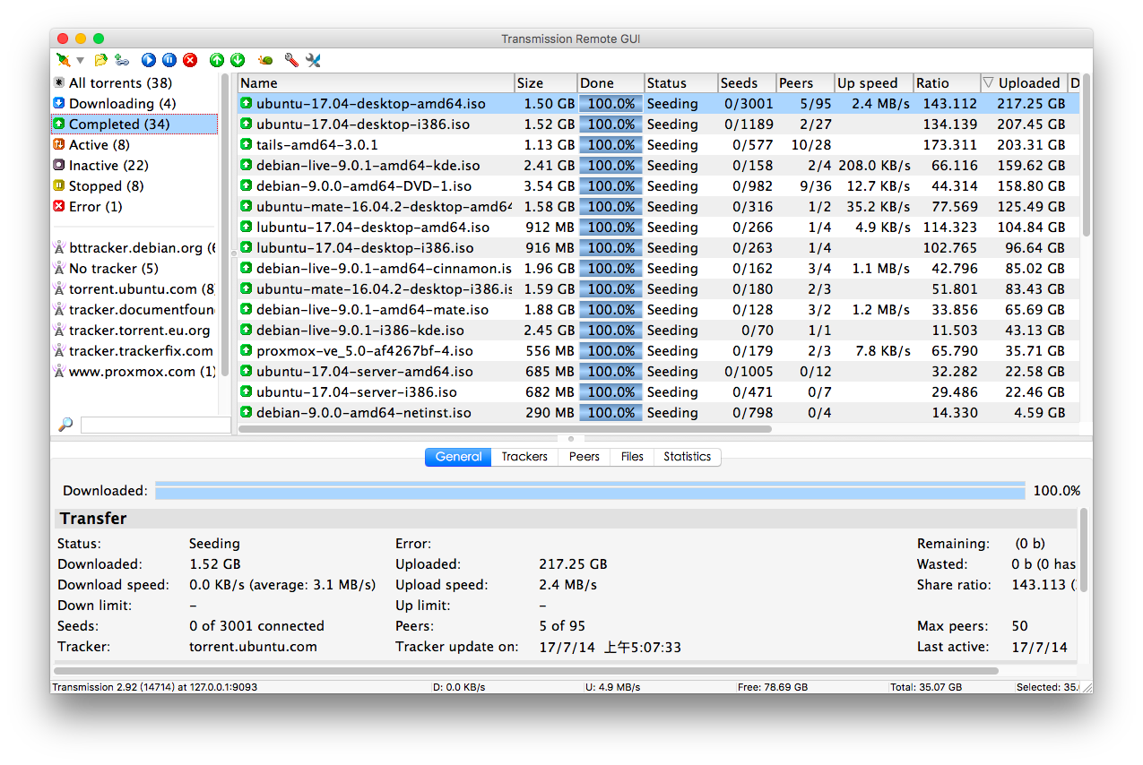 Transmission Remote GUI screenshot 1