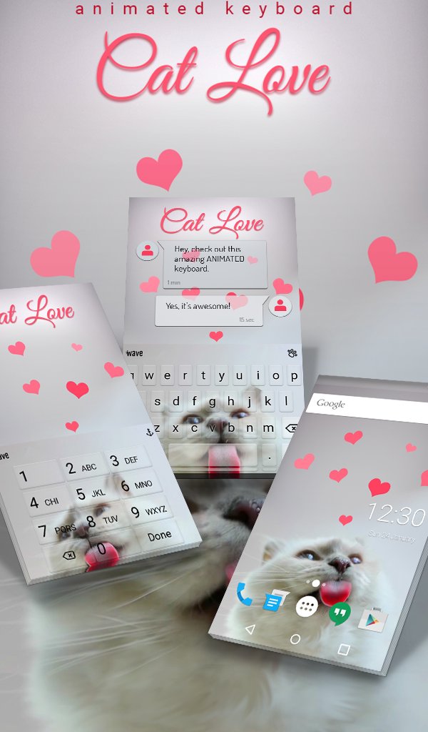 Cat Love Animated Keyboard APK screenshot 1