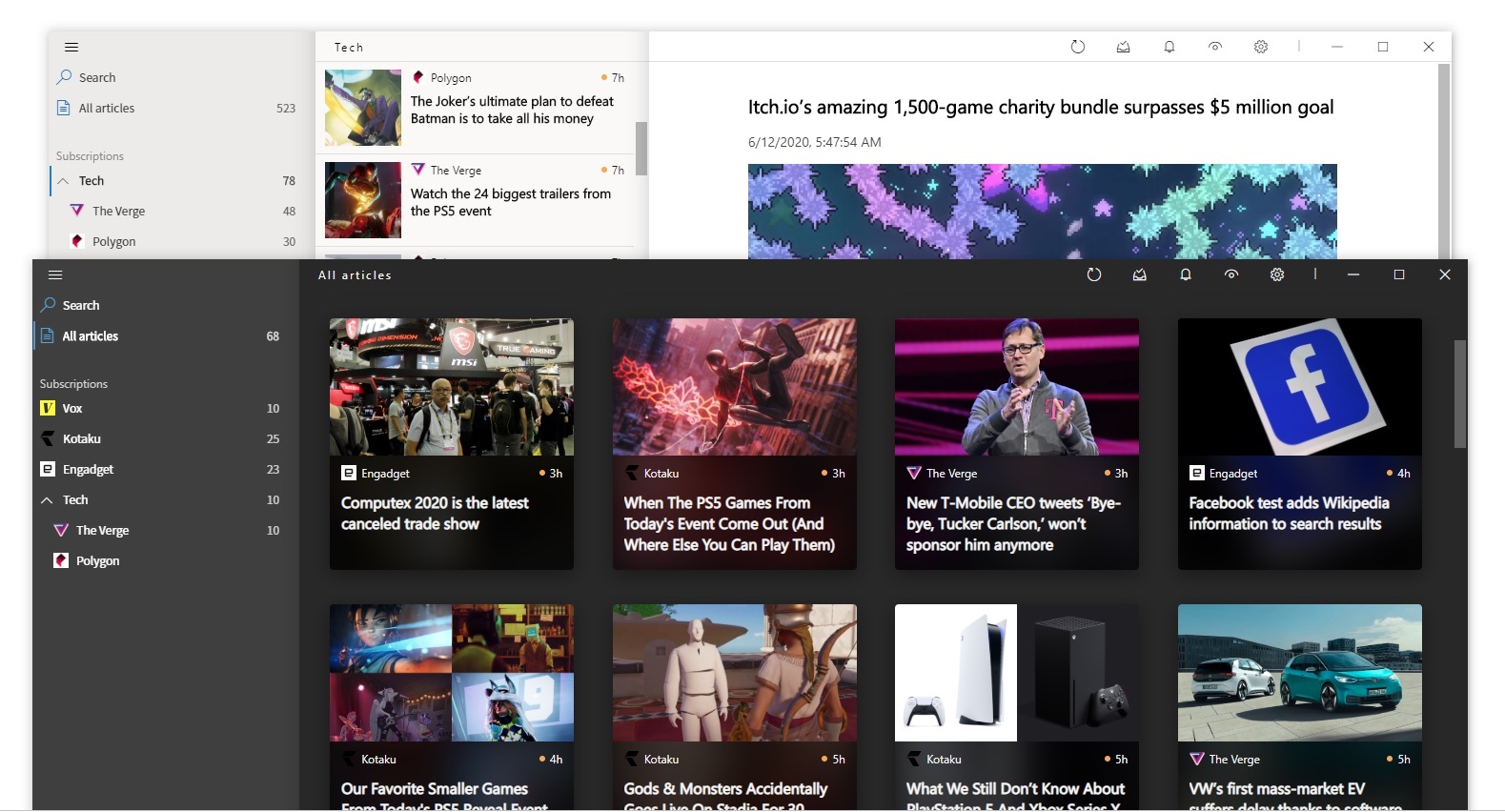 Fluent Reader screenshot 1