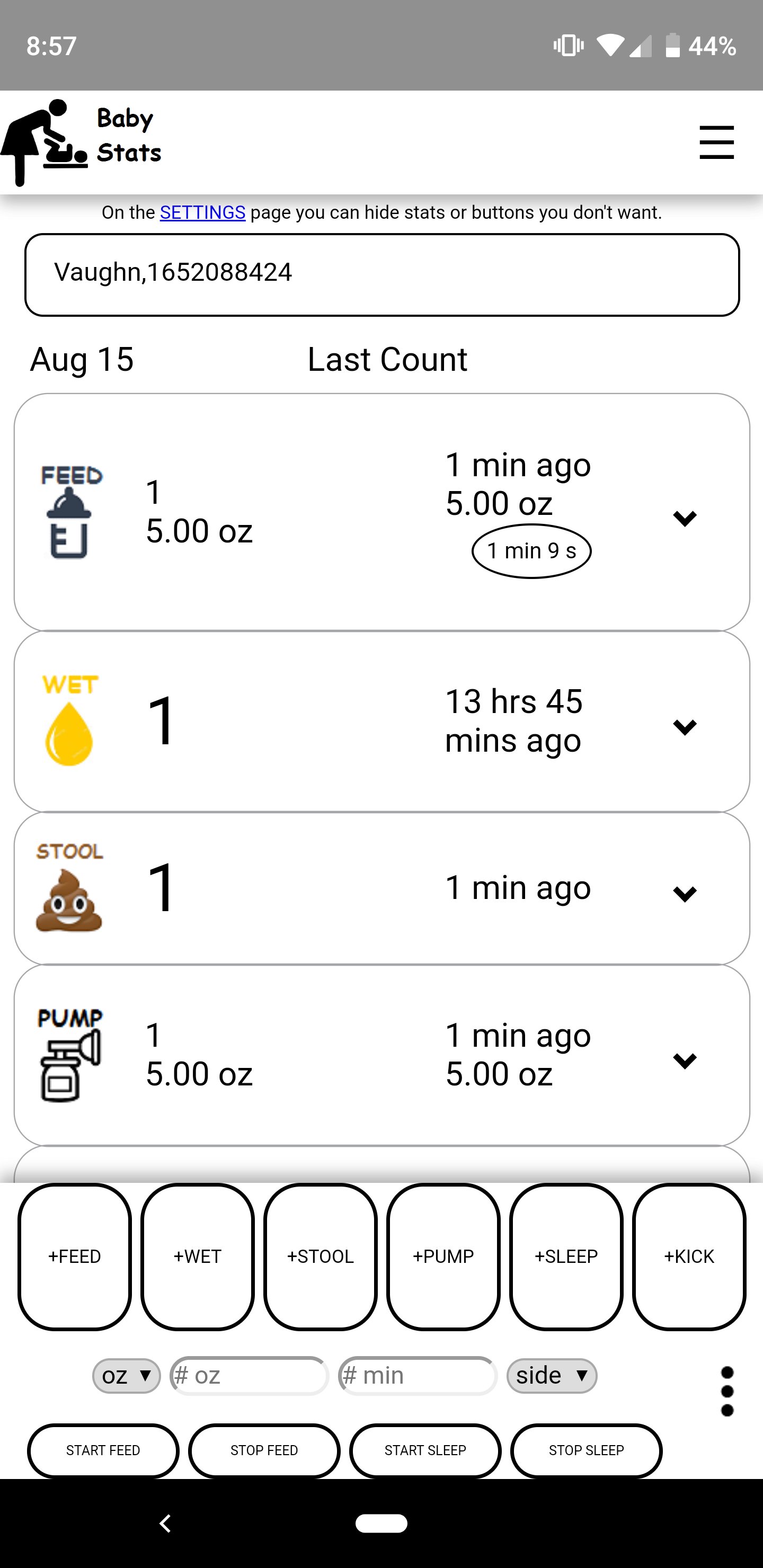 Baby Stats APK screenshot 1