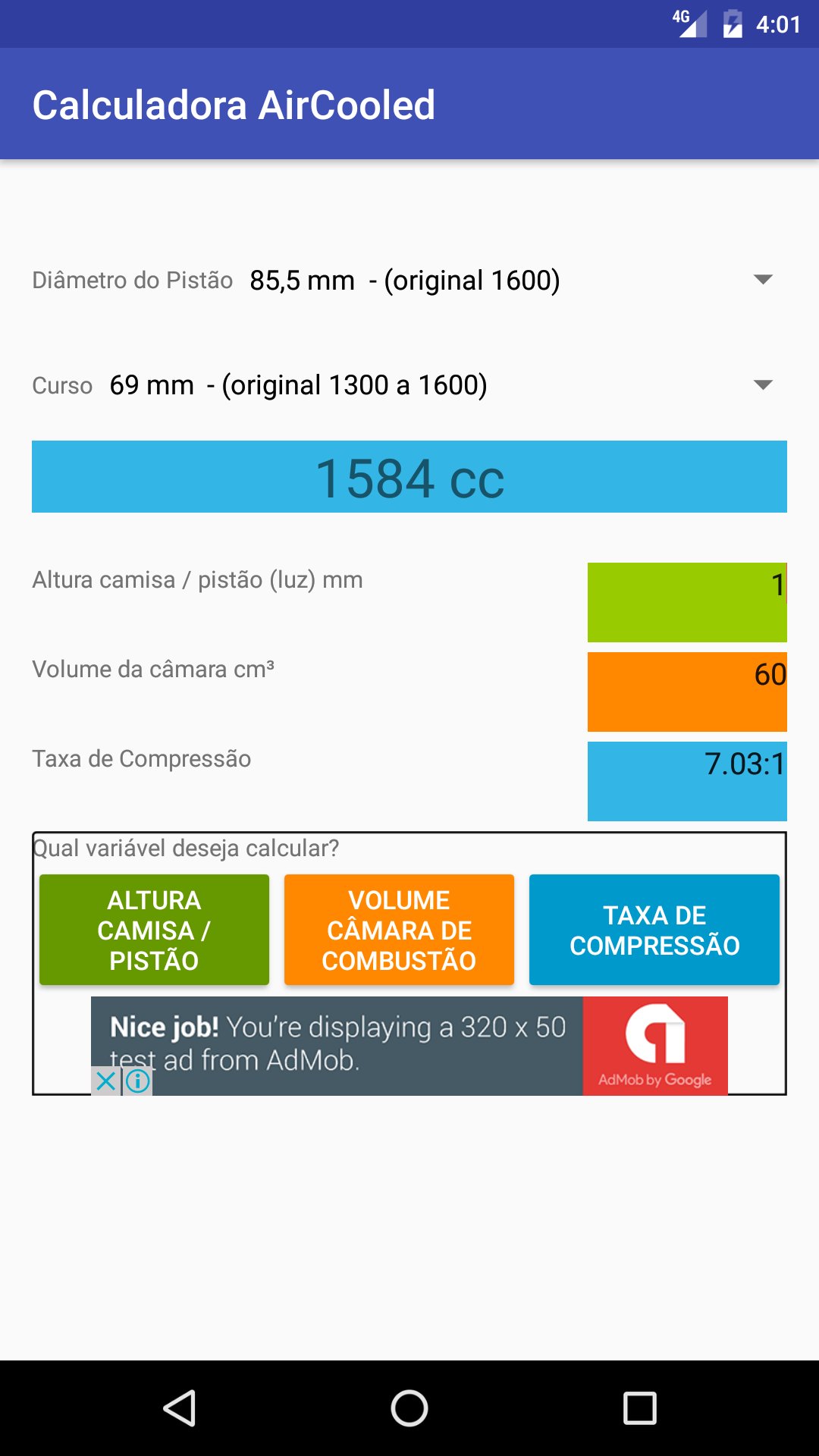 Calculadora MUAYENE AirCooled screenshot 1