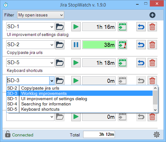 Jira StopWatch screenshot 1