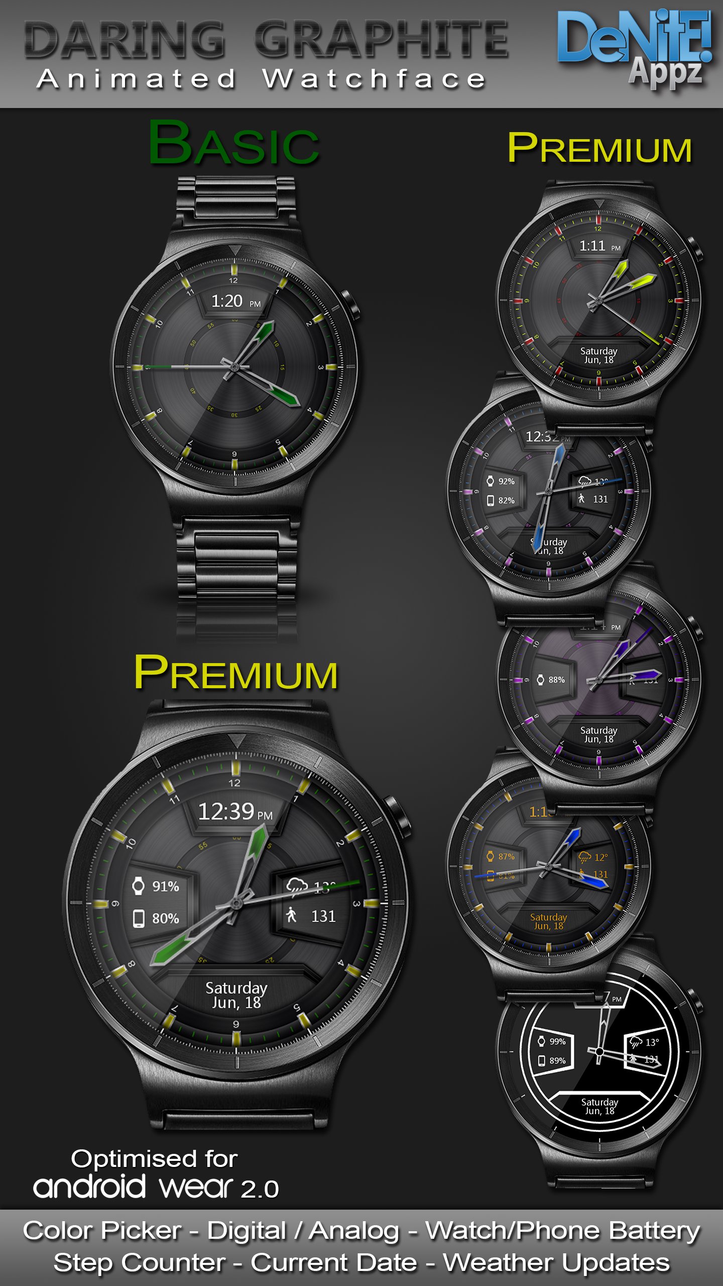 Daring Graphite HD Watch Face APK screenshot 1