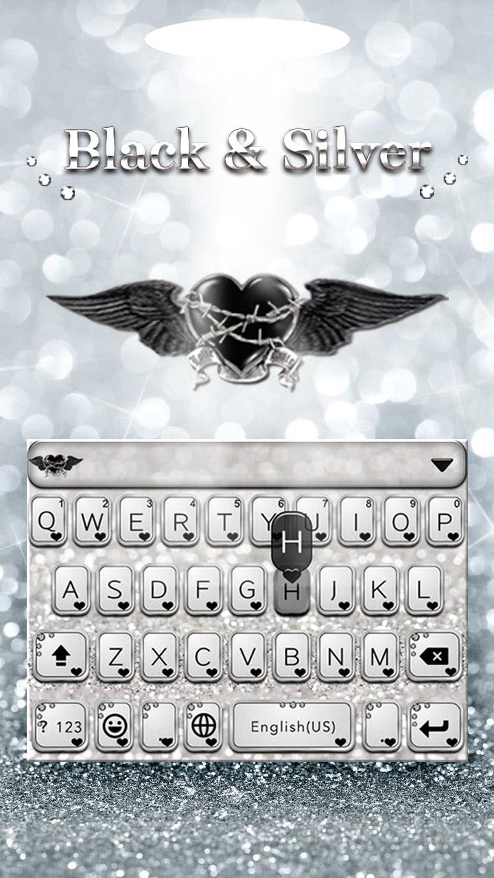 Black & Silver Kika Keyboard APK screenshot 1