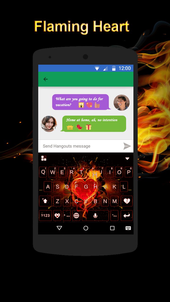 Flaming Heart Kika Keyboard APK screenshot 1