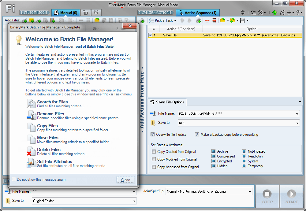 Batch File Manager Free Edition screenshot 1