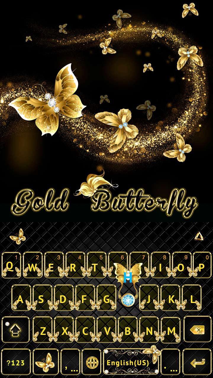 Gold Butterfly Kika Keyboard APK screenshot 1